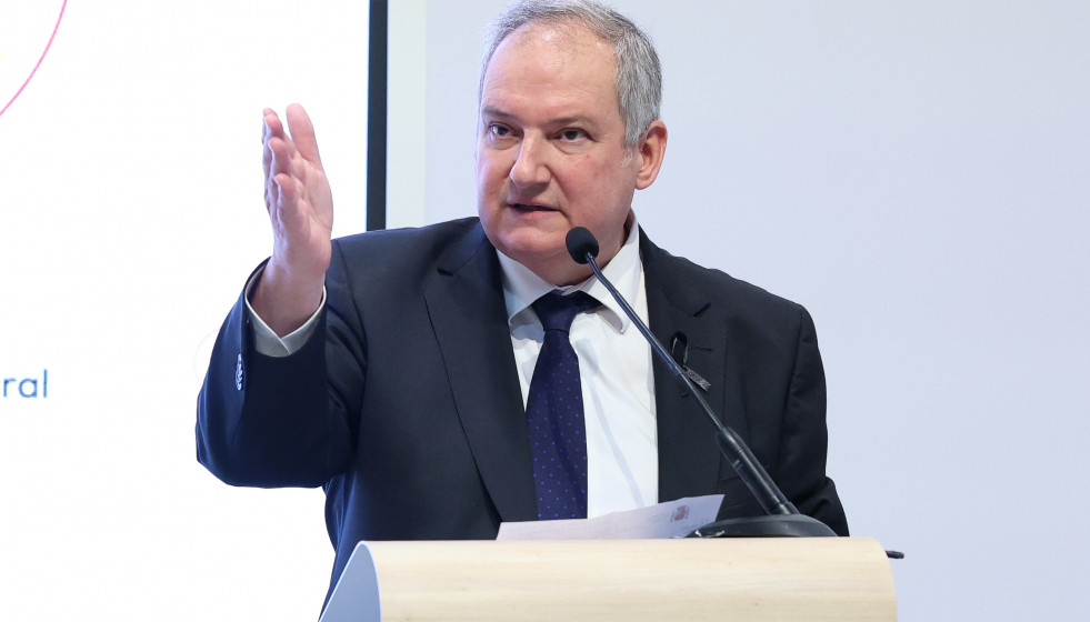 El ministro de Industria y Turismo, Jordi Hereu, interviene en el acto 'ONU turismo: una nueva visión', en el stand de Turespaña, de la 46ª Feria Internacional de Turismo-FITUR 2026, a 21 de enero 