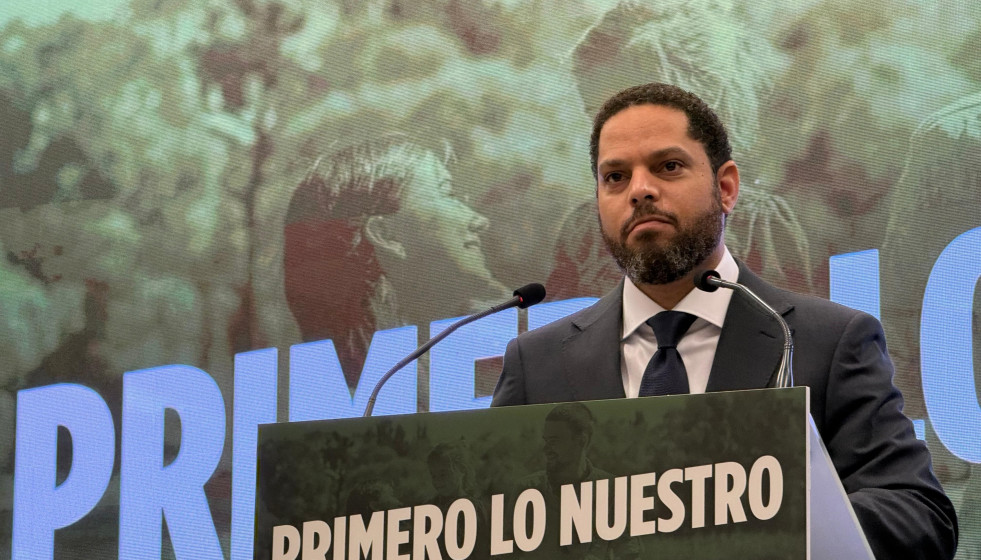 El secretario general de Vox y presidente del partido en Catalunya, Ignacio Garriga, en un acto en Barcelona para presentar las principales propuestas del partido para 2026.