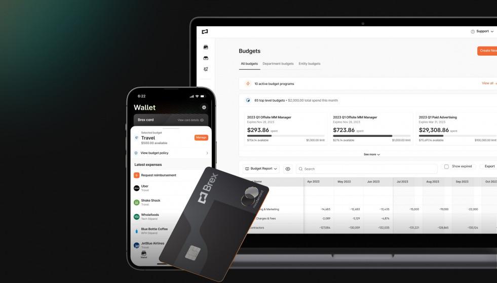 Tarjeta y app de la fintech Brex