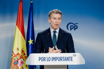 El presidente del Partido Popular, Alberto Núñez Feijóo, durante una rueda de prensa, en la sede del PP, a 23 de enero de 2026, en Madrid (España).