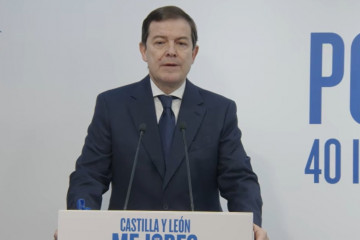El presidente del PP de Castilla y León, Alfonso Fernández Mañueco, durante una rueda de prensa con motivo de la convocatoria de elecciones en la Comunidad