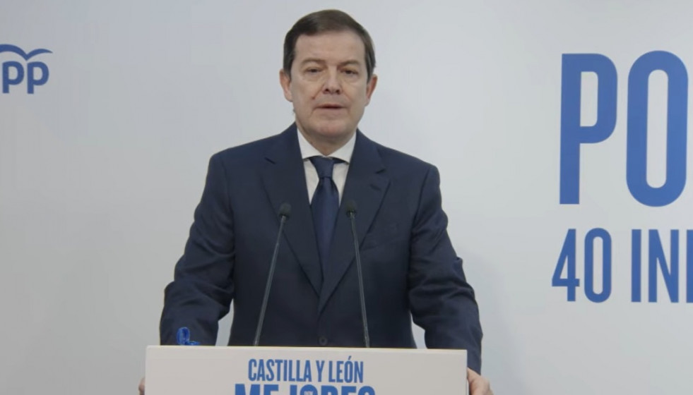 El presidente del PP de Castilla y León, Alfonso Fernández Mañueco, durante una rueda de prensa con motivo de la convocatoria de elecciones en la Comunidad