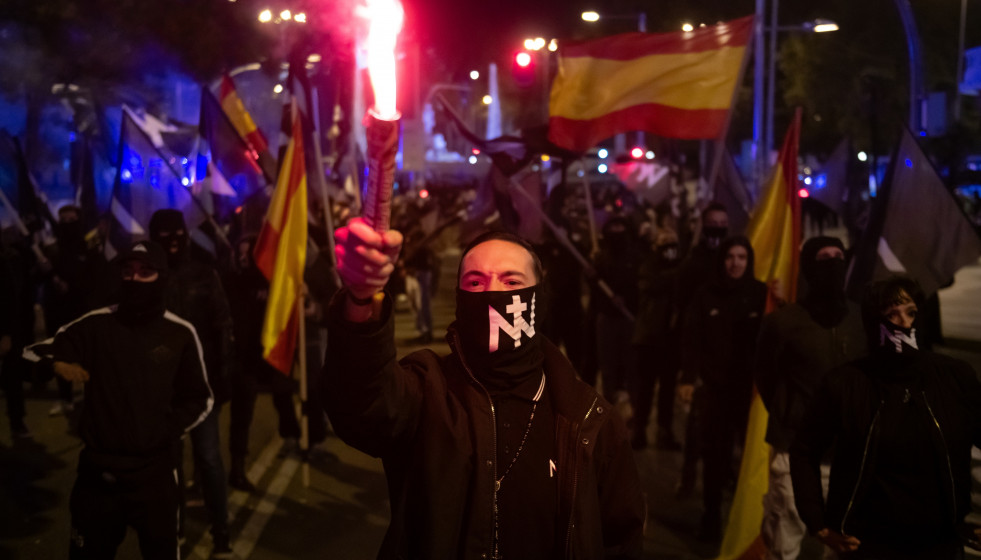 Archivo - Manifestación nacionalista, a 8 de noviembre de 2025, en Madrid (España). La marcha, convocada por Núcleo Nacional en el marco del Noviembre Nacional 2025, ha partido desde la Plaza de Mu