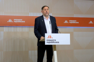 El presidente de ERC, Oriol Junqueras, en rueda de prensa