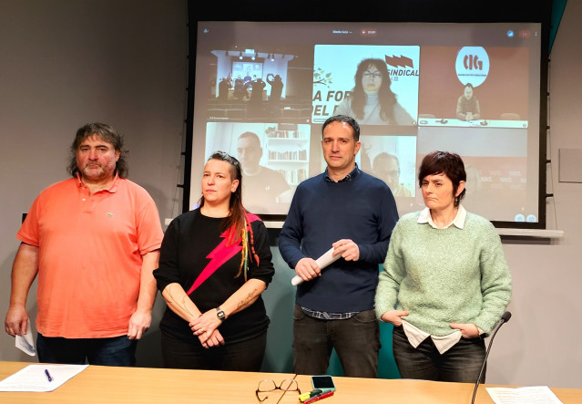 Unzalu Salterain (Etxalde), Haizea Arbide (Steilas), Mitxel Lakuntza (ELA) y Garbiñe Aranburu (LAB).