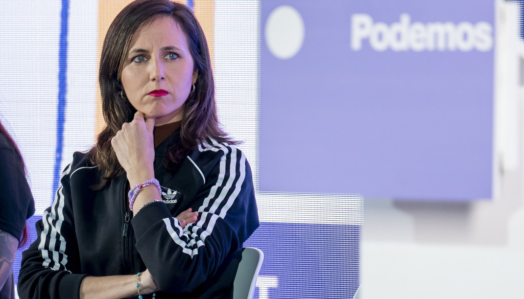 La secretaria general de Podemos, Ione Belarra, durante el acto ‘Regularización son derechos’, a 26 de enero de 2026, en Madrid (España). El acto, en el que participan, entre otras figuras, la s