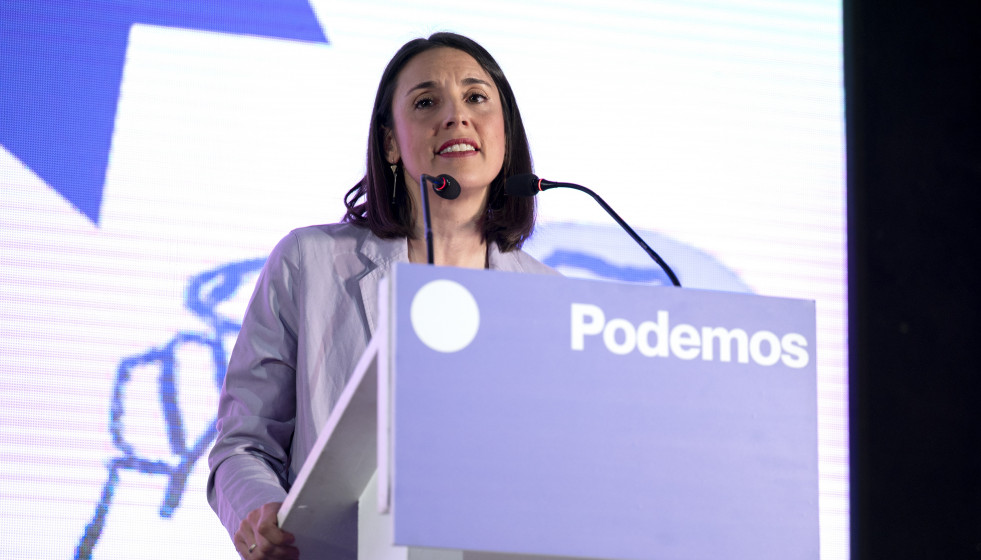 La secretaria política de Podemos y eurodiputada, Irene Montero, interviene durante el acto ‘Regularización son derechos’, a 26 de enero de 2026, en Madrid (España).