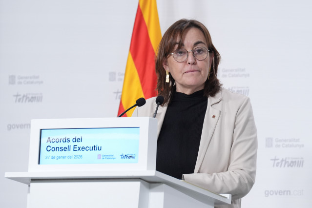 La portavoz del Govern, Sílvia Paneque, durante una rueda de prensa tras el Consell Executiu, en la Generalitat de Catalunya, a 27 de enero de 2026, en Barcelona, Catalunya (España).
