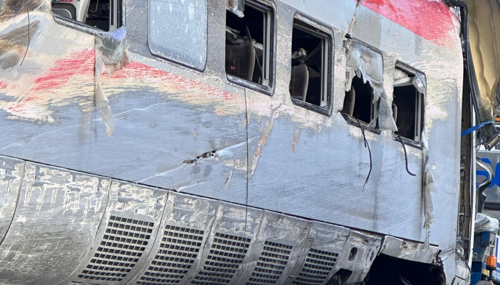 Uno de los vagones del Iryo accidentado en Adamuz