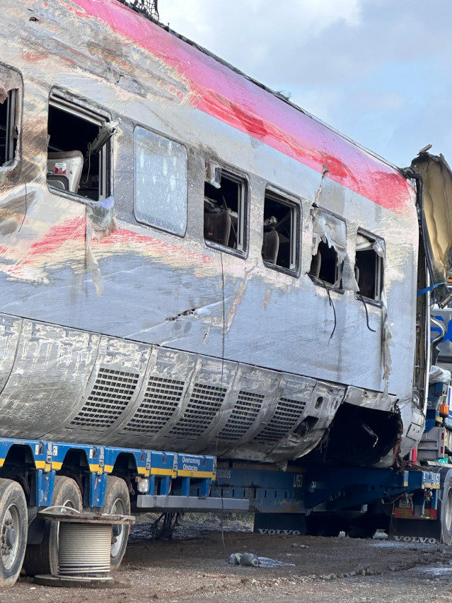 Uno de los vagones del Iryo accidentado en Adamuz