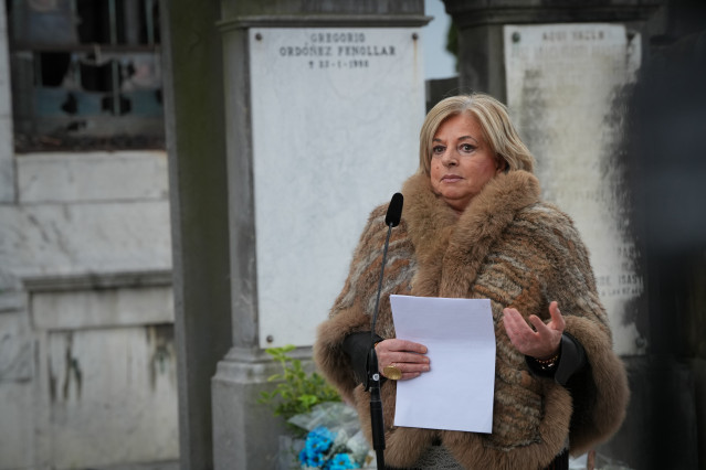 Archivo - La presidenta de Covite y hermana de Gregorio Ordóñez, Consuelo Ordóñez, interviene durante el homenaje a Gregorio Ordóñez,