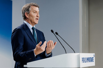 El presidente del Partido Popular, Alberto Núñez Feijóo, durante una rueda de prensa, en la sede del PP, a 23 de enero de 2026, en Madrid (España).