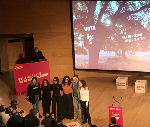 Mitin central de IU-Sumar en la campaña de las elecciones aaragonesas del 8 de febrero de2023 en la sala Luis Galve del Audtorio de Zaragoza