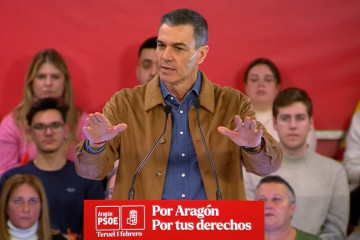 El presidente del Gobierno, Pedro Sánchez, en un acto del PSOE en Teruel