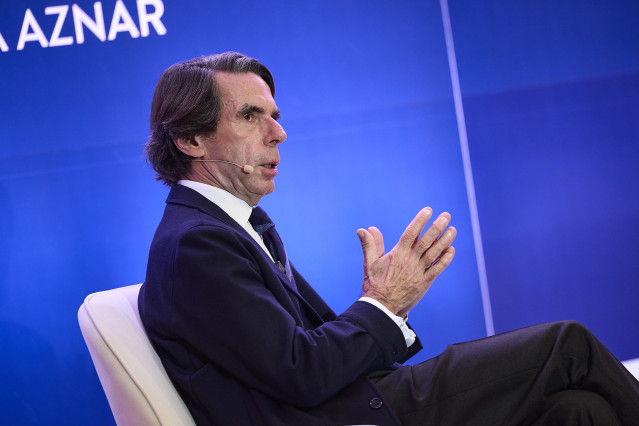 Archivo - El expresidente del Gobierno, José María Aznar, durante la  presentación de su último libro ‘Orden y libertad’, a 10 de diciembre de 2025, en Madrid (España).