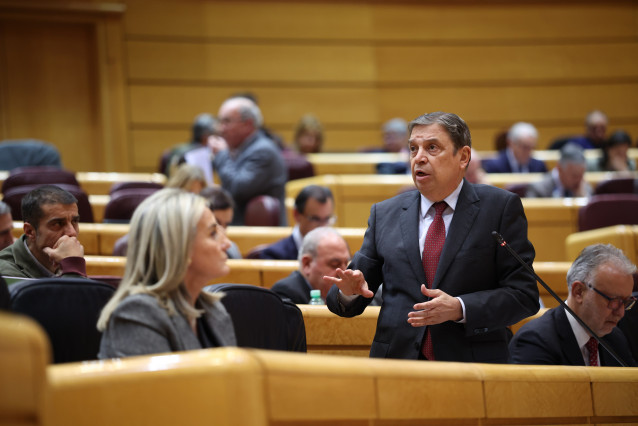 El ministro de Agricultura, Pesca y Alimentación, Luis Planas, interviene durante una sesión plenaria en el Senado