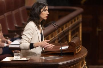 La secretaria general de Podemos, Ione Belarra, durante una sesión plenaria extraordinaria en el Congreso de los Diputados, a 27 de enero de 2026, en Madrid (España).