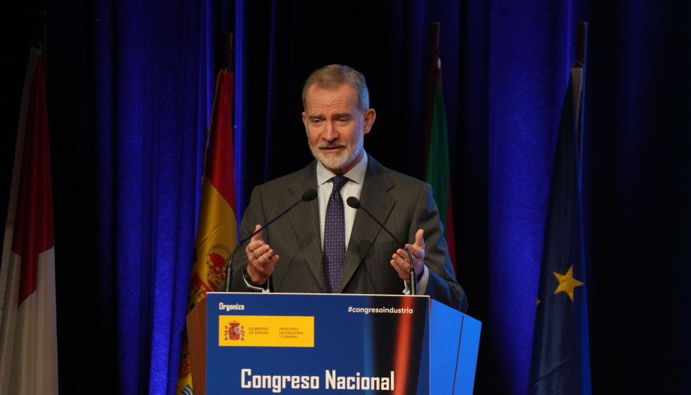 El rey Felipe VI durante la inauguración del Congreso Nacional de Industria en Bilbao