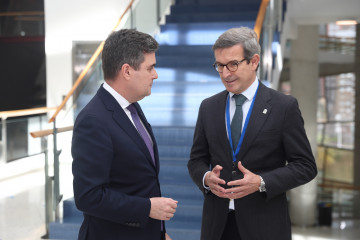 Los consejeros de Industria, Energía y Minas de la Junta de Andalucía, Jorge Paradela, y de Industria, Transición Energética y Sostenibilidad del Gobierno Vasco, Mikel Jauregi, en una reunión de 