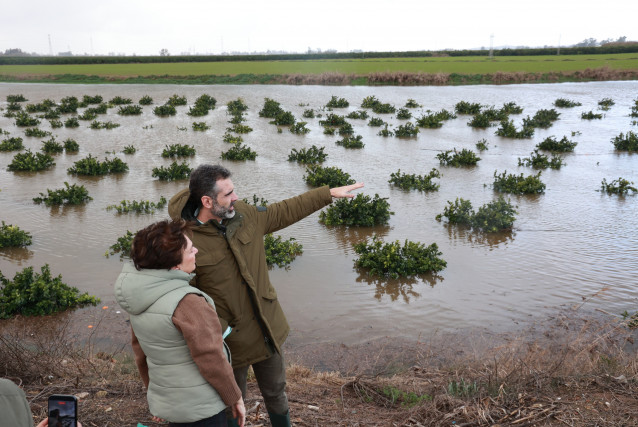 El consejero de Agricultura, Pesca, Agua y Desarrollo Rural, Ramón Fernández-Pacheco, durante su visita a Cantillana.