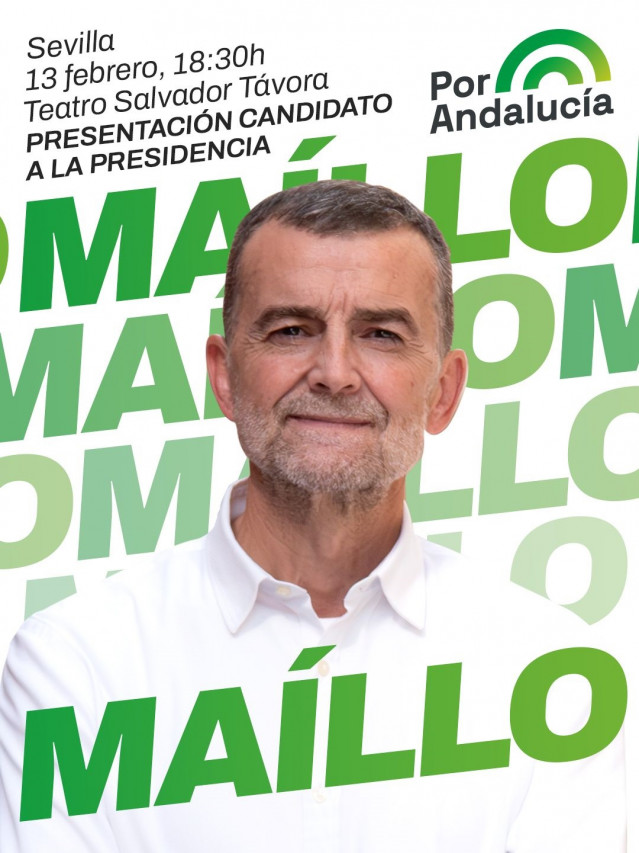 Cartel del acto de presentación de la candidatura de Antonio Maíllo a la Junta por parte de Por Andalucía.