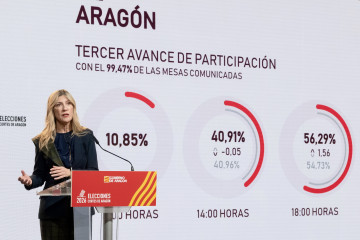 La vicepresidenta, Mar Vaquero, en su tercera comparecencia para dar cuenta del índice de participación a las 18.00 horas en las elecciones del 8F.