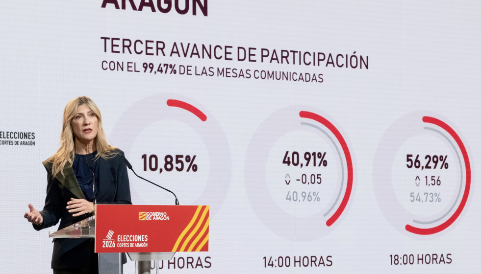 La vicepresidenta, Mar Vaquero, en su tercera comparecencia para dar cuenta del índice de participación a las 18.00 horas en las elecciones del 8F.