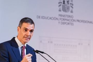 El presidente del Gobierno, Pedro Sánchez, durante la jornada ‘Formación Profesional y Empresa: la alianza que impulsa el futuro’, en el Ministerio de Educación, a 4 de febrero de 2026, en Madr