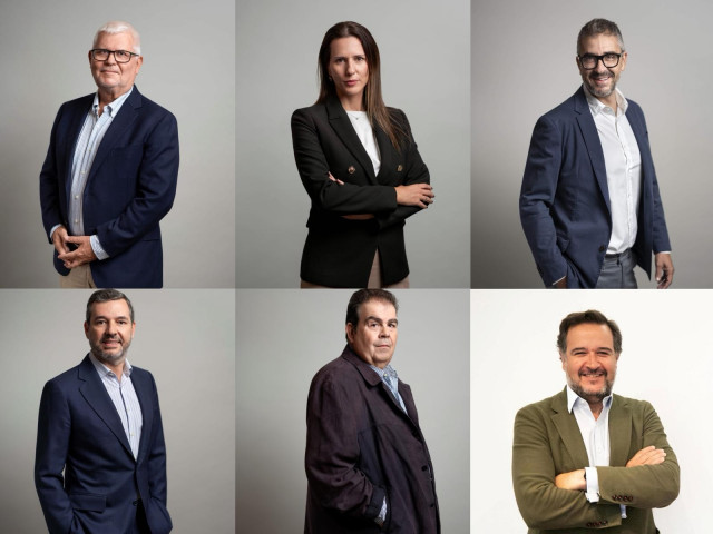 Retratos de los directores generales de las nuevas áreas junto al country manager de Econocom España, Carlos Pérez-Herce.