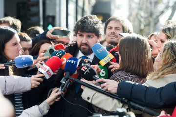 El presidente de la Región de Murcia, Fernando López Miras, durante la reunión de la Junta Directiva Nacional del partido, a 9 de febrero de 2026, en Madrid (España).