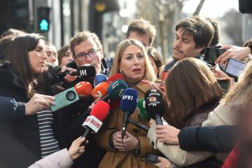La presidenta de la Junta de Extremadura en funciones, María Guardiola, tras la reunión de la Junta Directiva Nacional del partido, a 9 de febrero de 2026, en Madrid (España).