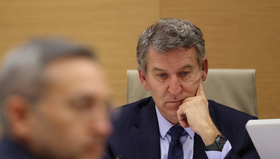 El presidente del PP, Alberto Nuñez Feijóo, comparece en la Comisión de investigación de la Dana, en el Congreso de los Diputados, a 2 de febrero de 2026, en Madrid (España).