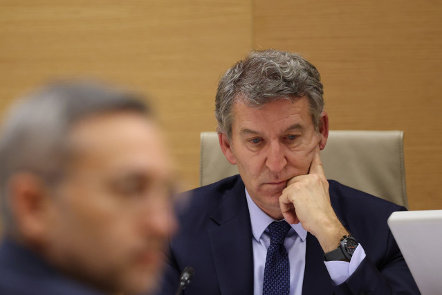 El presidente del PP, Alberto Nuñez Feijóo, comparece en la Comisión de investigación de la Dana, en el Congreso de los Diputados, a 2 de febrero de 2026, en Madrid (España).