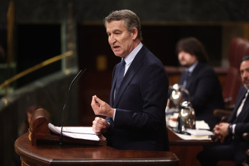 El presidente del Partido Popular, Alberto Núñez Feijóo, en una sesión de control al Gobierno , en el Congreso de los Diputados, a 11 de febrero de 2026, en Madrid (España).