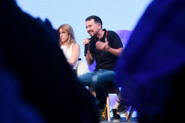 Archivo - El exvicepresidente del Gobierno y exsecretario general de Podemos, Pablo Iglesias, durante una intervención en la  Universidad de Otoño de Podemos en Espacio Ventas, a 18 de octubre de 20