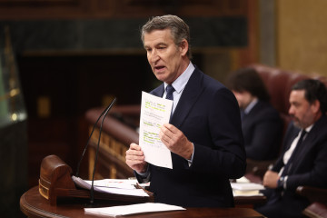 El presidente del Partido Popular, Alberto Núñez Feijóo, en una sesión de control al Gobierno , en el Congreso de los Diputados, a 11 de febrero de 2026, en Madrid (España).