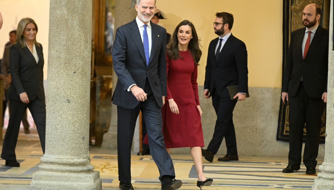 El rey Felipe VI y la reina Letizia llegan a la entrega de los Premios Nacionales del Deporte 2023 y 2024, a 11 de febrero de 2026, en Madrid (España)