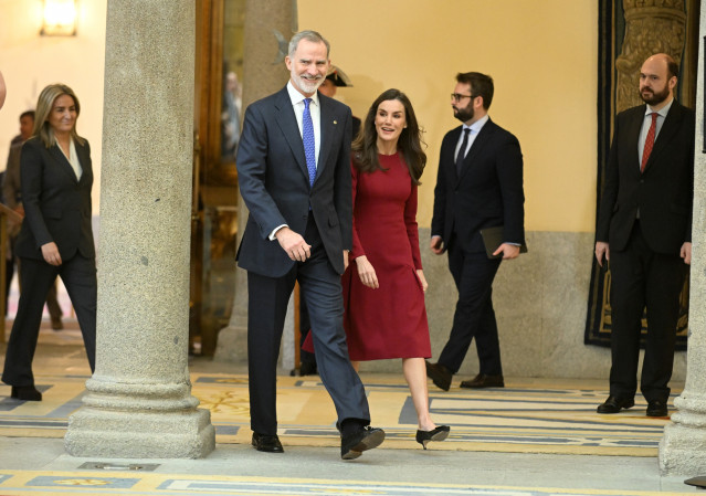 El rey Felipe VI y la reina Letizia llegan a la entrega de los Premios Nacionales del Deporte 2023 y 2024, a 11 de febrero de 2026, en Madrid (España)