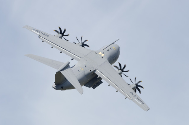 July 12, 2014: The Airbus A400M Atlas Four-Engined Military Transport Aircraft Pulling A Tight Turn During A Display At The Royal International Air Tattoo. The Royal Airforce Is Due To Take Delivery Of It's First Aircraft In September 2014.