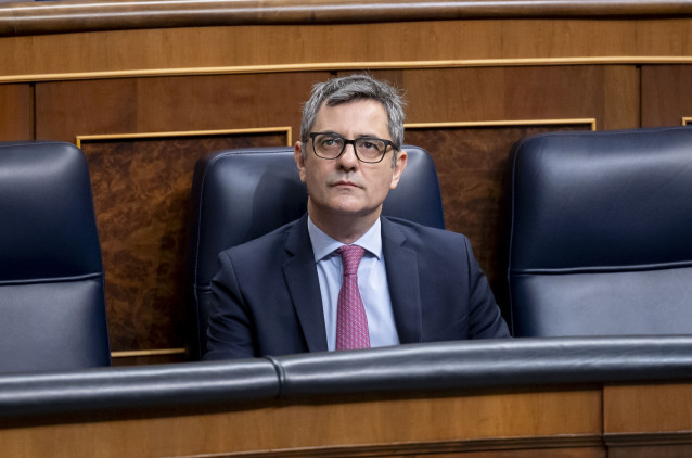 El ministro de la Presidencia, Justicia y Relaciones con las Cortes, Félix Bolaños, durante una sesión plenaria, en el Congreso de los Diputados, a 12 de febrero de 2026, en Madrid (España).