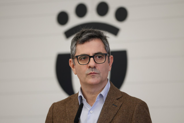 El ministro de la Presidencia, Justicia y Relaciones con las Cortes, Felix Bolaños, tras una reunión con la presidenta de Patrimonio Nacional, Ana de la Cueva, en la Galería de las Colecciones Reales, a 13 de febrero de 2026, en Madrid (España).