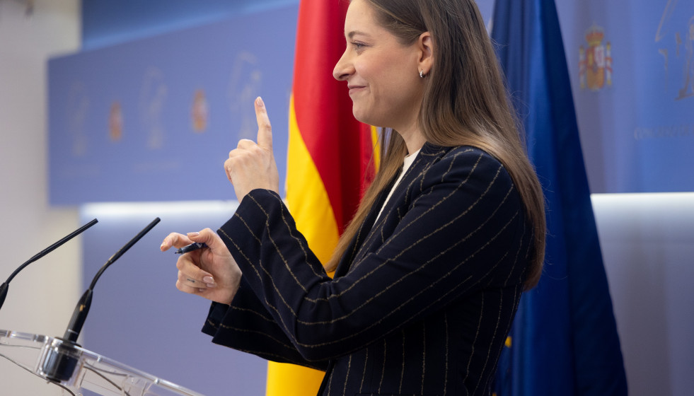 La portavoz del PP en el Congreso, Ester Muñoz, durante una rueda de prensa en el Congreso de los Diputados, a 10 de febrero de 2026, en Madrid (España).
