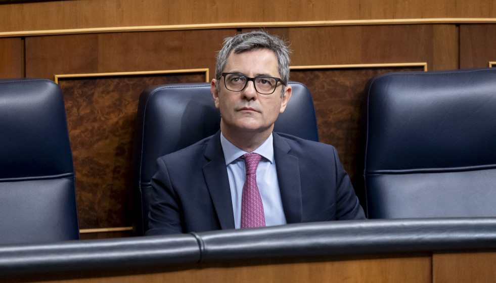 El ministro de la Presidencia, Justicia y Relaciones con las Cortes, Félix Bolaños, durante una sesión plenaria, en el Congreso de los Diputados, a 12 de febrero de 2026, en Madrid (España). El Pl