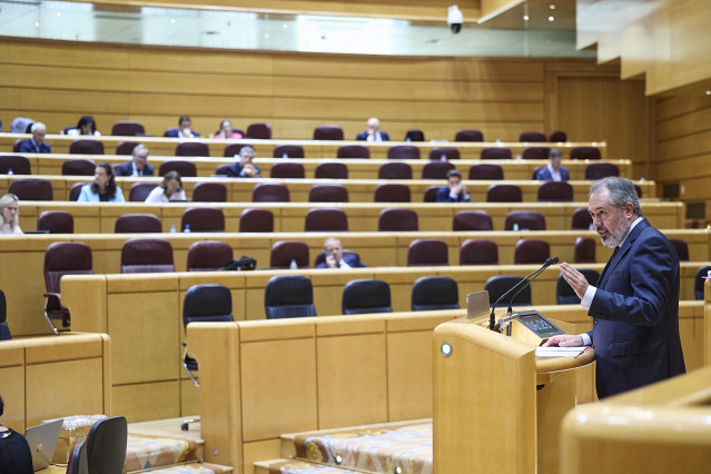 Archivo - El senador del PSOE Juan Espadas interviene durante un pleno en el Senado, a 1 de octubre de 2025, en Madrid (España).