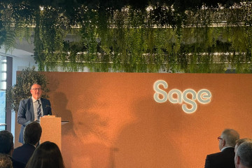 El conseller de Empresa y Trabajo, Miquel Sàmper, este miércoles durante la inauguración del hub de Sage en Barcelona