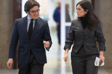 El secretario general del grupo de  VOX, José María Figaredo, con la portavoz en el Congreso, Pepa Millán.