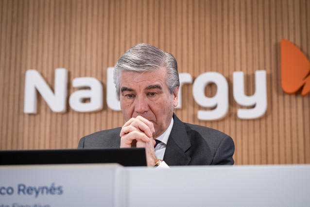 El presidente ejecutivo de Naturgy, Francisco Reynés, durante una rueda de prensa, en la sede de Naturgy, a 18 de febrero de 2026, en Madrid (España). Naturgy obtuvo un beneficio neto récord de 2.023 millones de euros en 2025, lo que representa un increme