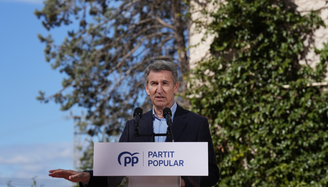 El presidente del PP, Alberto Núñez Feijóo, en Granollers