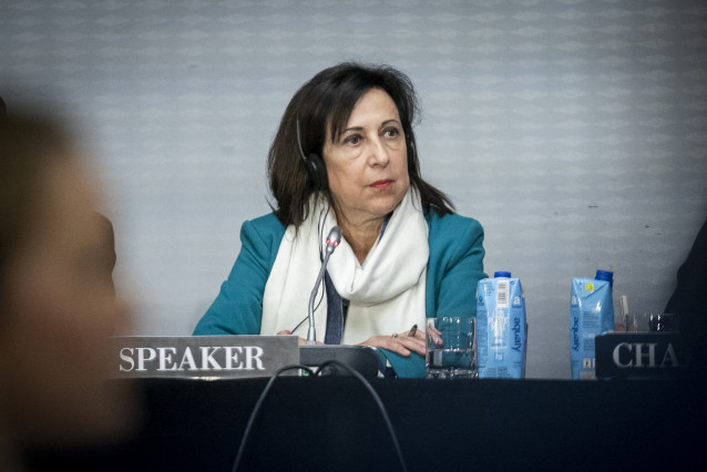 Archivo - La ministra de Defensa, Margarita Robles, interviene en el discurso de apertura de la Comisión de Seguridad y Defensa (DSC), en el Hotel Meliá Castilla, a 19 de noviembre de 2022, en Madrid (España).