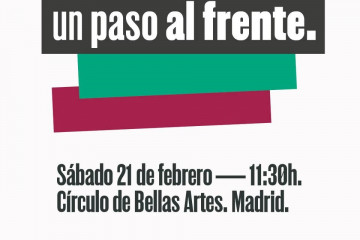 Cartel promocional con el lema de la presentación de la alianza electoral para las elecciones generales con el lema 'Un paso al frente' que se celebrará el 21 de febrero en el Círculo de Bellas Art